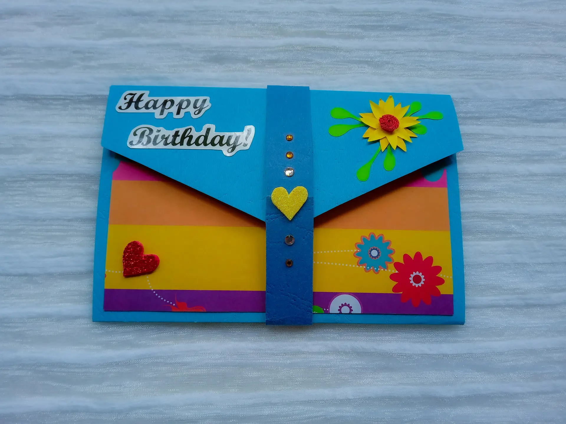 Blue Floral Envelope Birthday Card