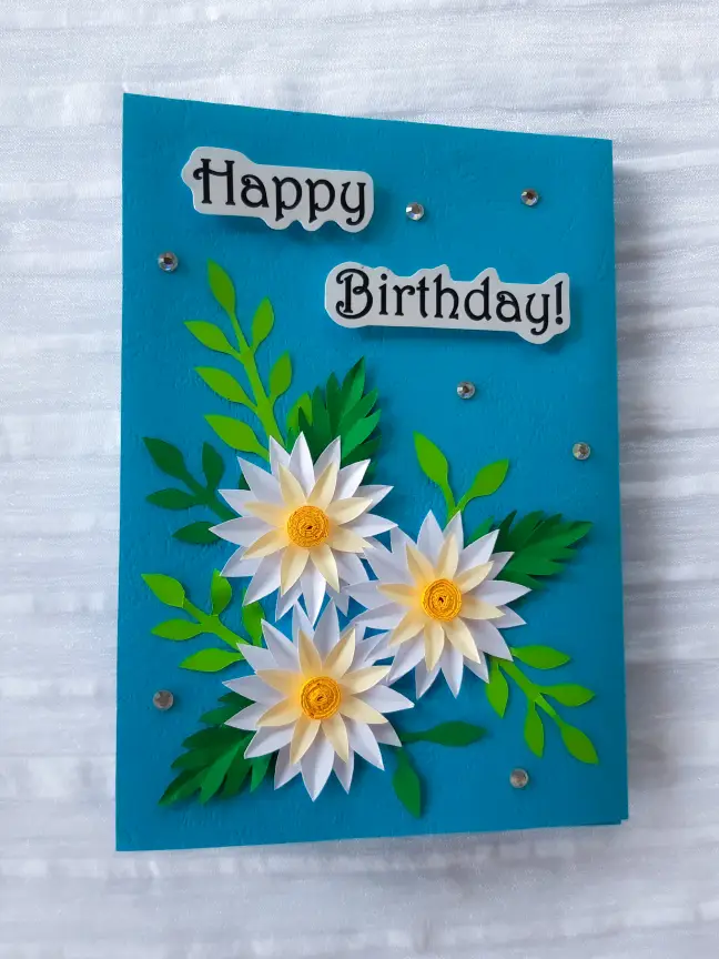 Blue Daisy Birthday Card