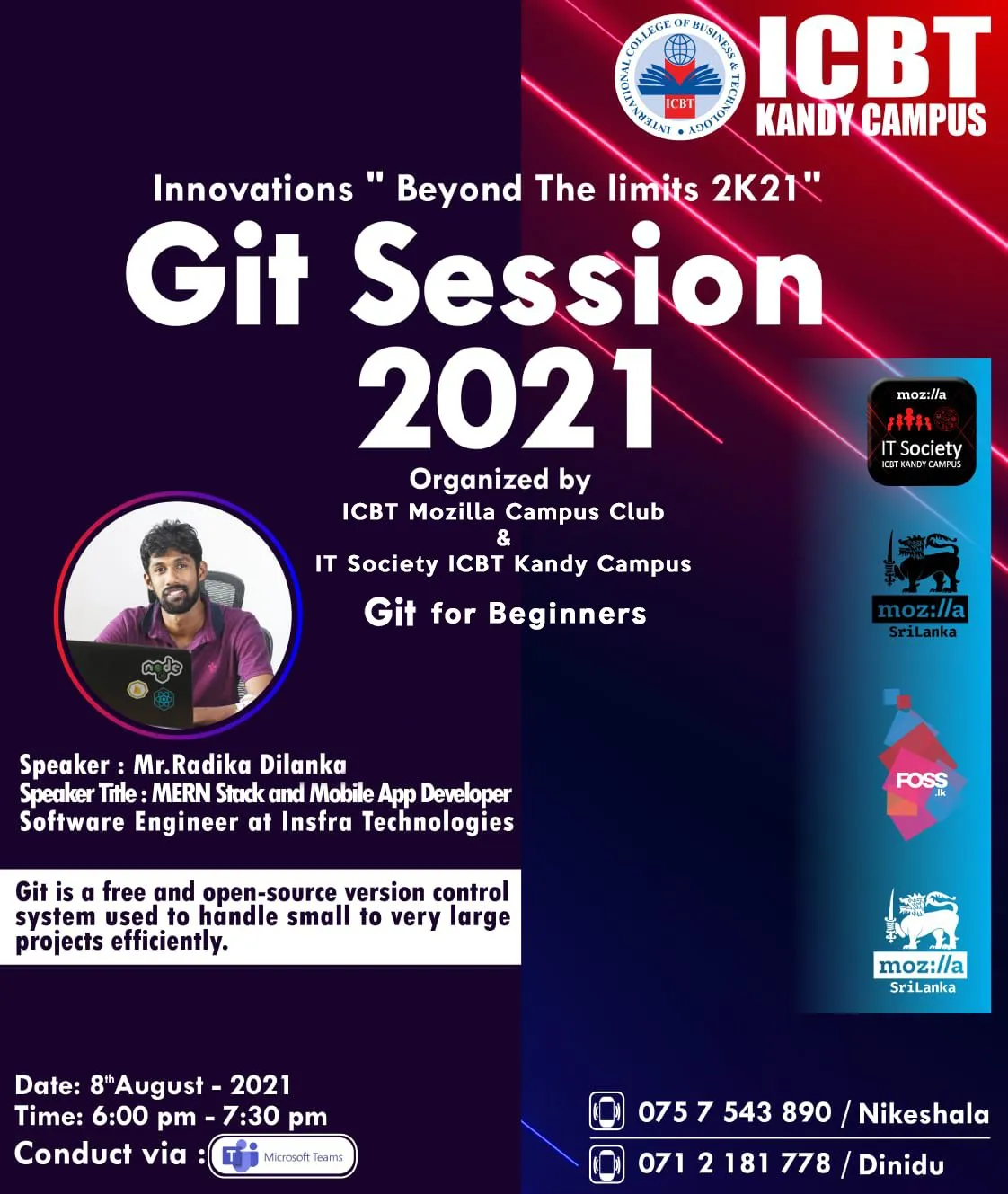 Git for Beginners Online Session,ICBT Mozilla Kandy Campus